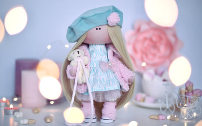 Molly doll with blue beret