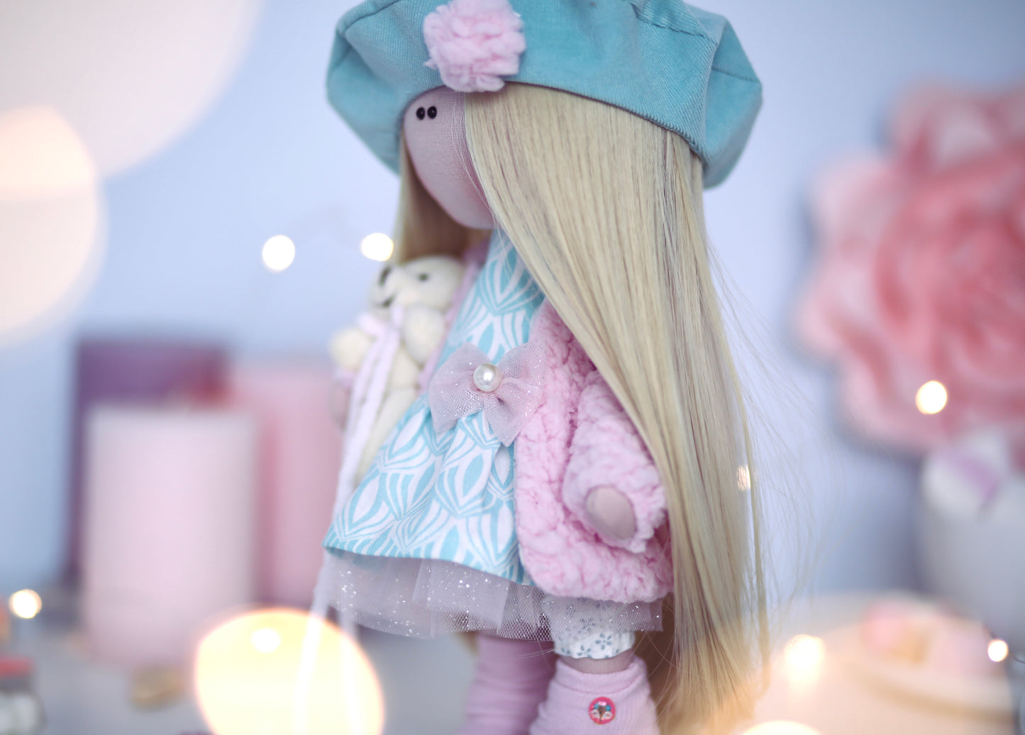 Molly doll with blue beret