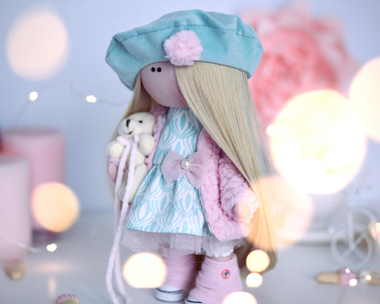 Molly doll with blue beret